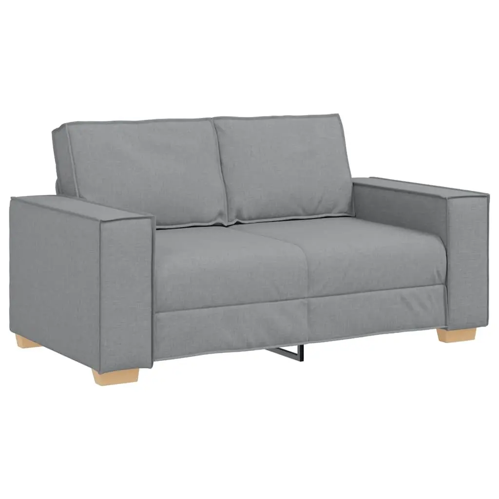 2-Seater Sofa Grey Fabric Polyester Living Room Couch with Wide Armrests