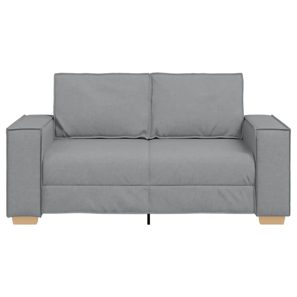 2-Seater Sofa Grey Fabric Polyester Living Room Couch with Wide Armrests