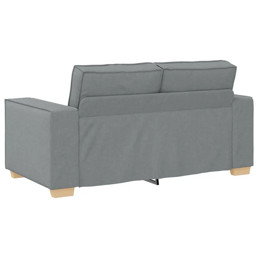 2-Seater Sofa Grey Fabric Polyester Living Room Couch with Wide Armrests