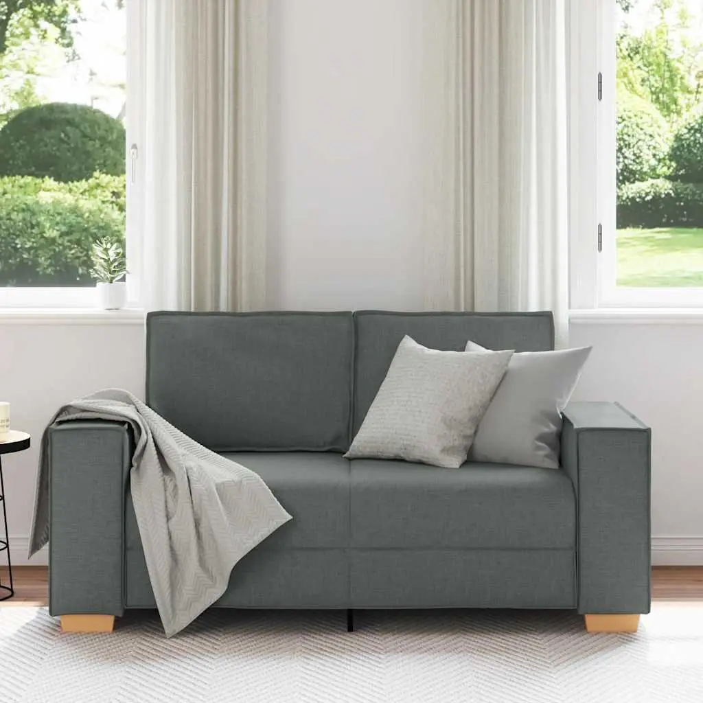 2-Seater Sofa Dark Grey 160x78x84cm Fabric