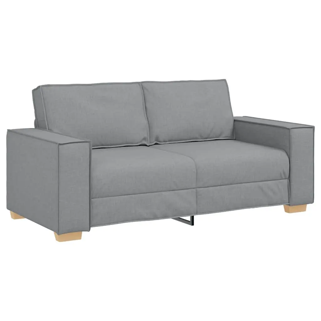 2-Seater Sofa Grey Fabric Lounge Couch Polyester Wood and Metal Frame