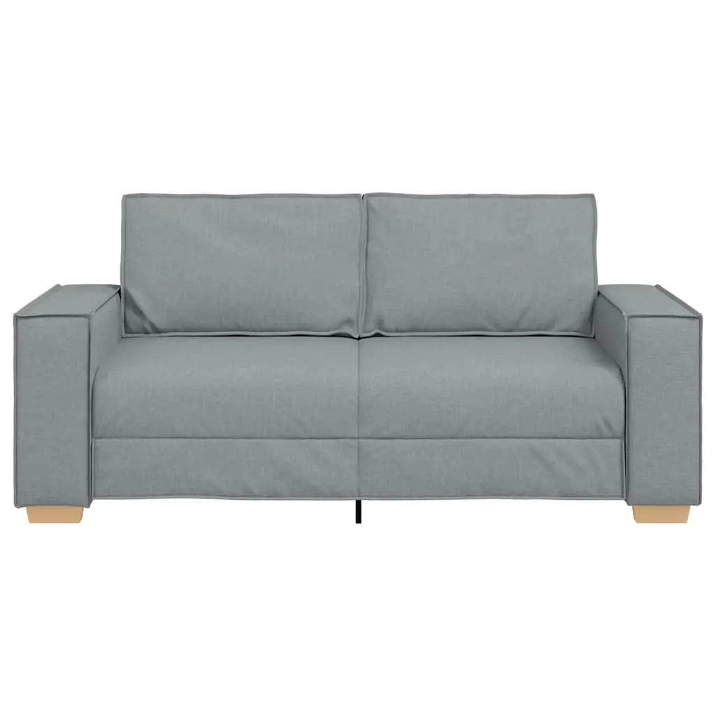 2-Seater Sofa Grey Fabric Lounge Couch Polyester Wood and Metal Frame