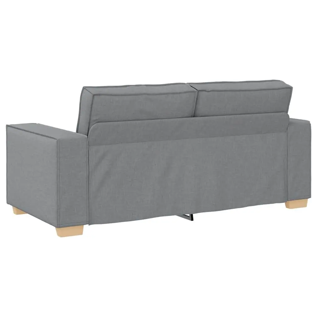 2-Seater Sofa Grey Fabric Lounge Couch Polyester Wood and Metal Frame