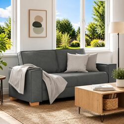 2-Seater Grey Fabric Sofa for Cozy Living Spaces