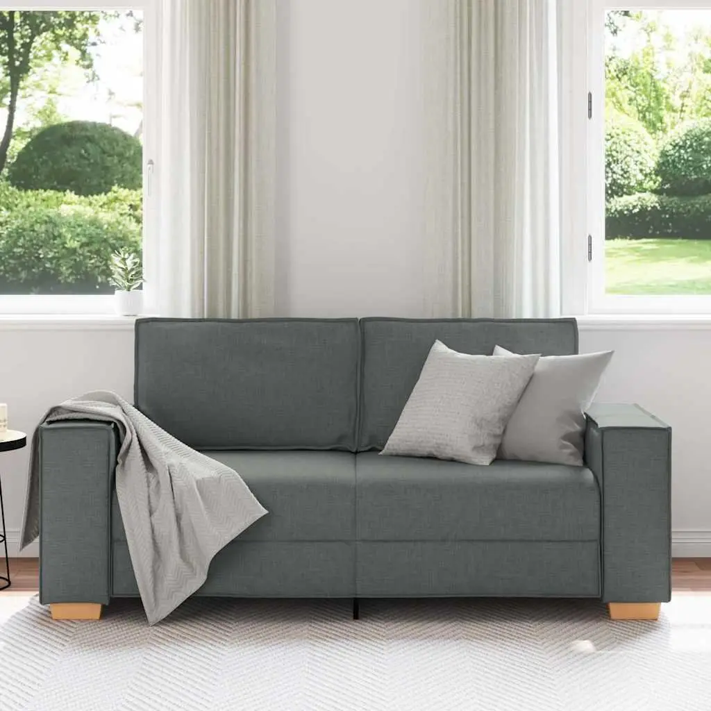 2-Seater Sofa Grey Fabric 180x78x84 cm Wood and Metal Frame