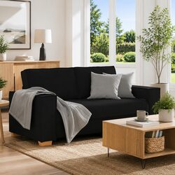 Cozy 2-Seater Sofa in Black Fabric for Living Rooms