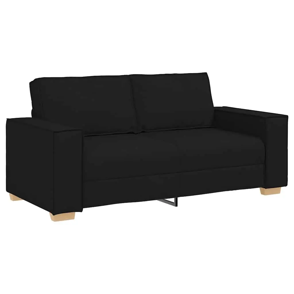 2-Seater Sofa Black Fabric Lounge Living Room Couch Comfortable Armrests