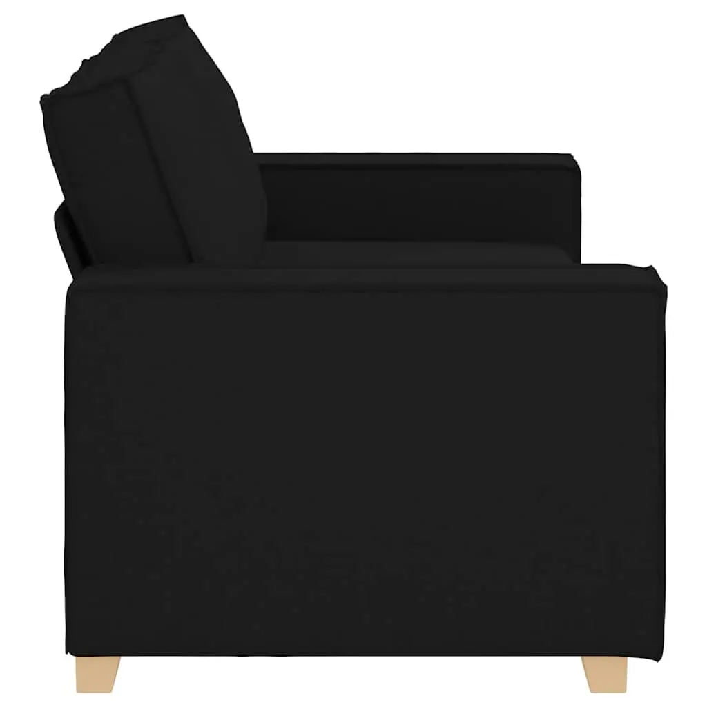 2-Seater Sofa Black Fabric Lounge Living Room Couch Comfortable Armrests