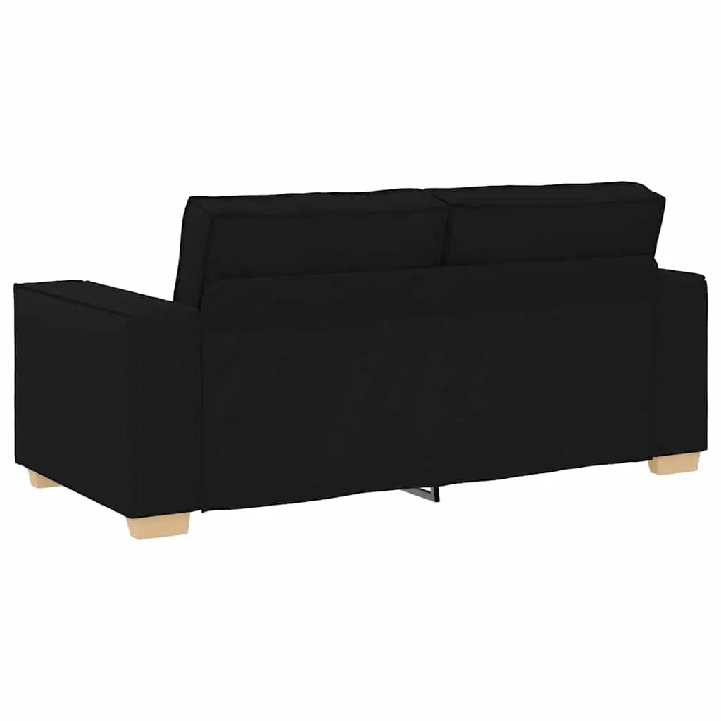 2-Seater Sofa Black Fabric Lounge Living Room Couch Comfortable Armrests