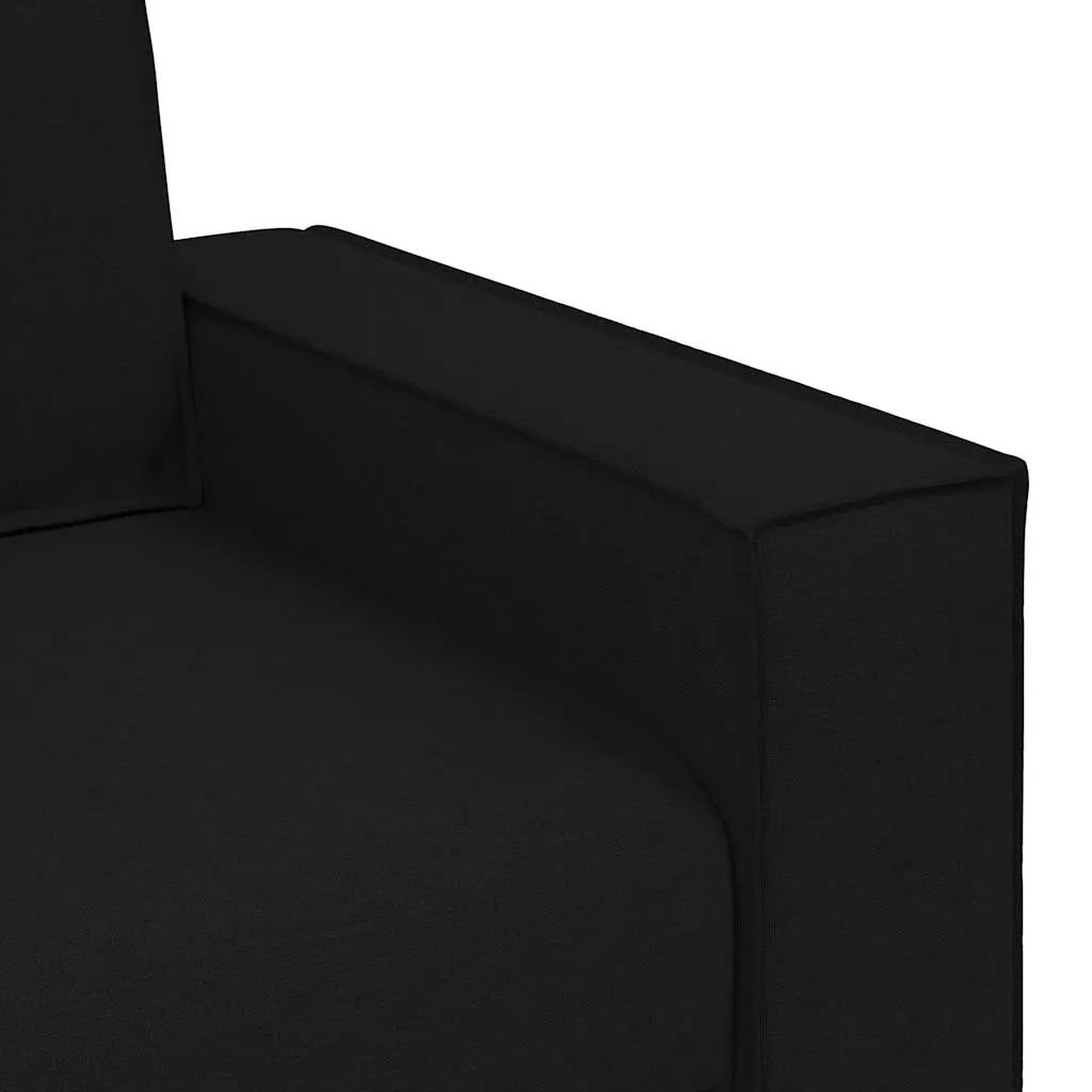 2-Seater Sofa Black Fabric Lounge Living Room Couch Comfortable Armrests
