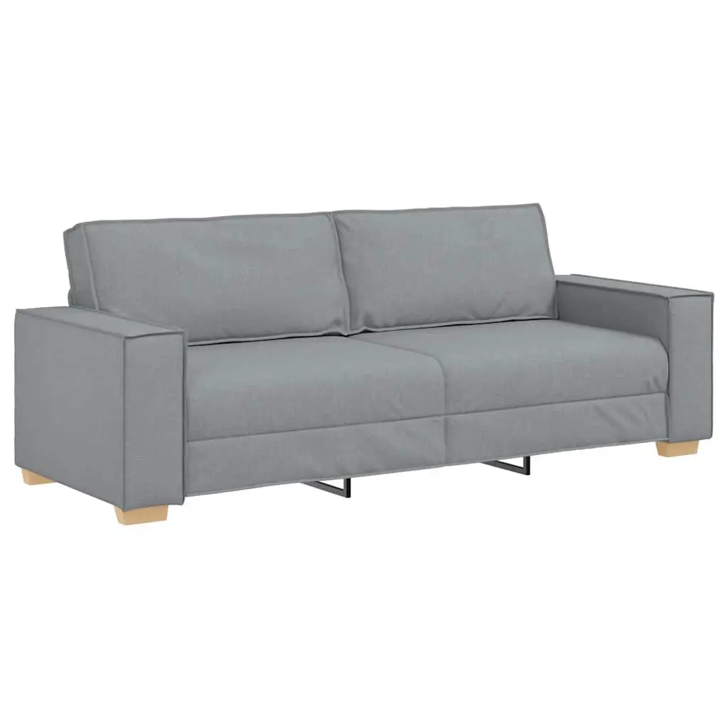 3-Seater Sofa Light Grey Fabric 220x78x84cm Polyester Wood and Metal Frame