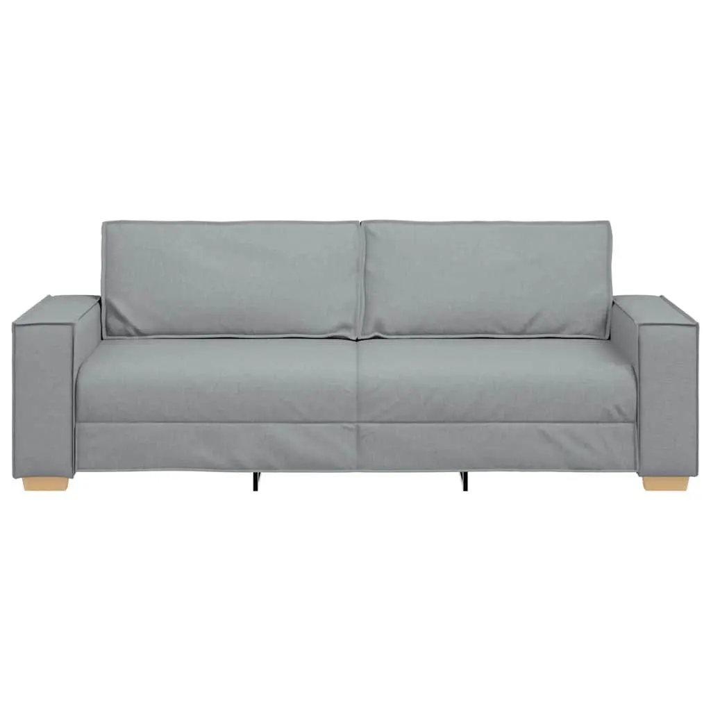 3-Seater Sofa Light Grey Fabric 220x78x84cm Polyester Wood and Metal Frame