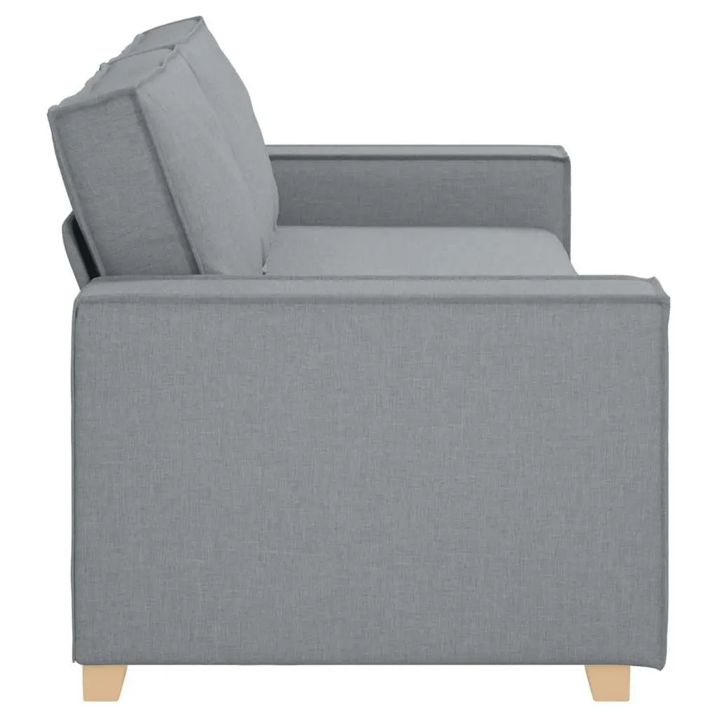 3-Seater Sofa Light Grey Fabric 220x78x84cm Polyester Wood and Metal Frame