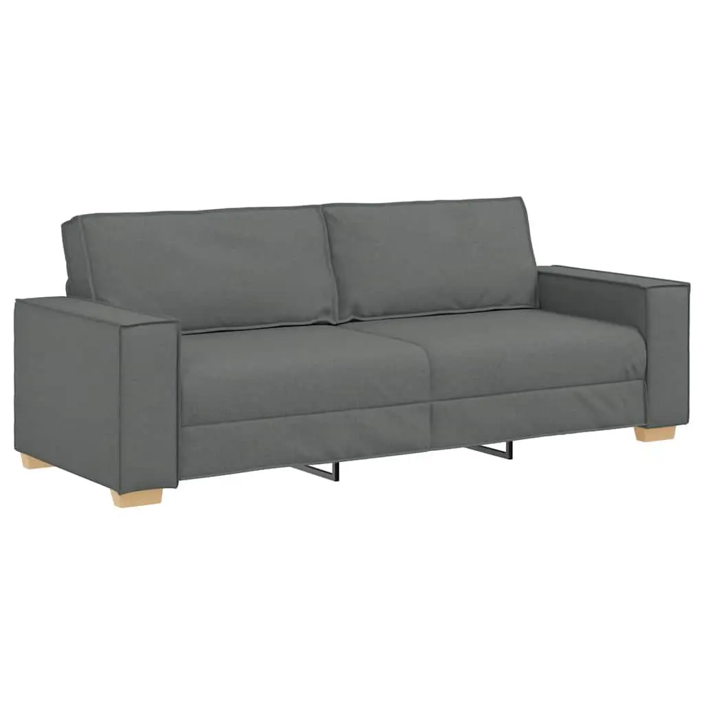 3-Seater Sofa Grey Fabric 220x78x84cm Polyester Wood and Metal Frame