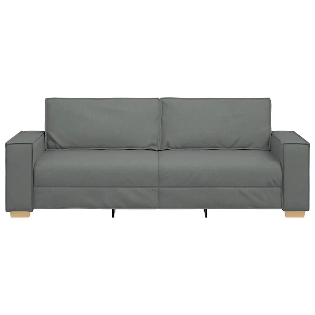 3-Seater Sofa Grey Fabric 220x78x84cm Polyester Wood and Metal Frame