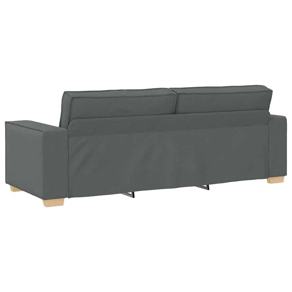3-Seater Sofa Grey Fabric 220x78x84cm Polyester Wood and Metal Frame