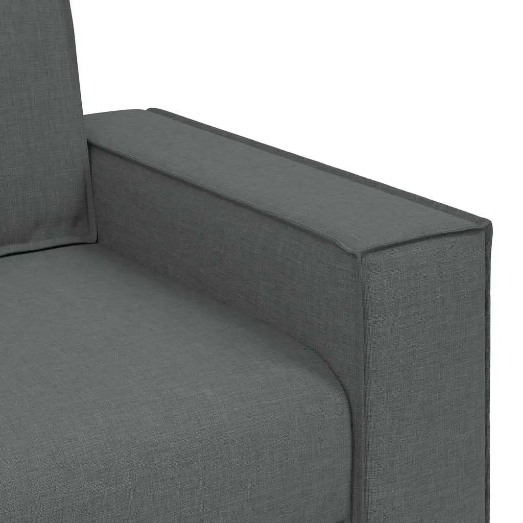 3-Seater Sofa Grey Fabric 220x78x84cm Polyester Wood and Metal Frame
