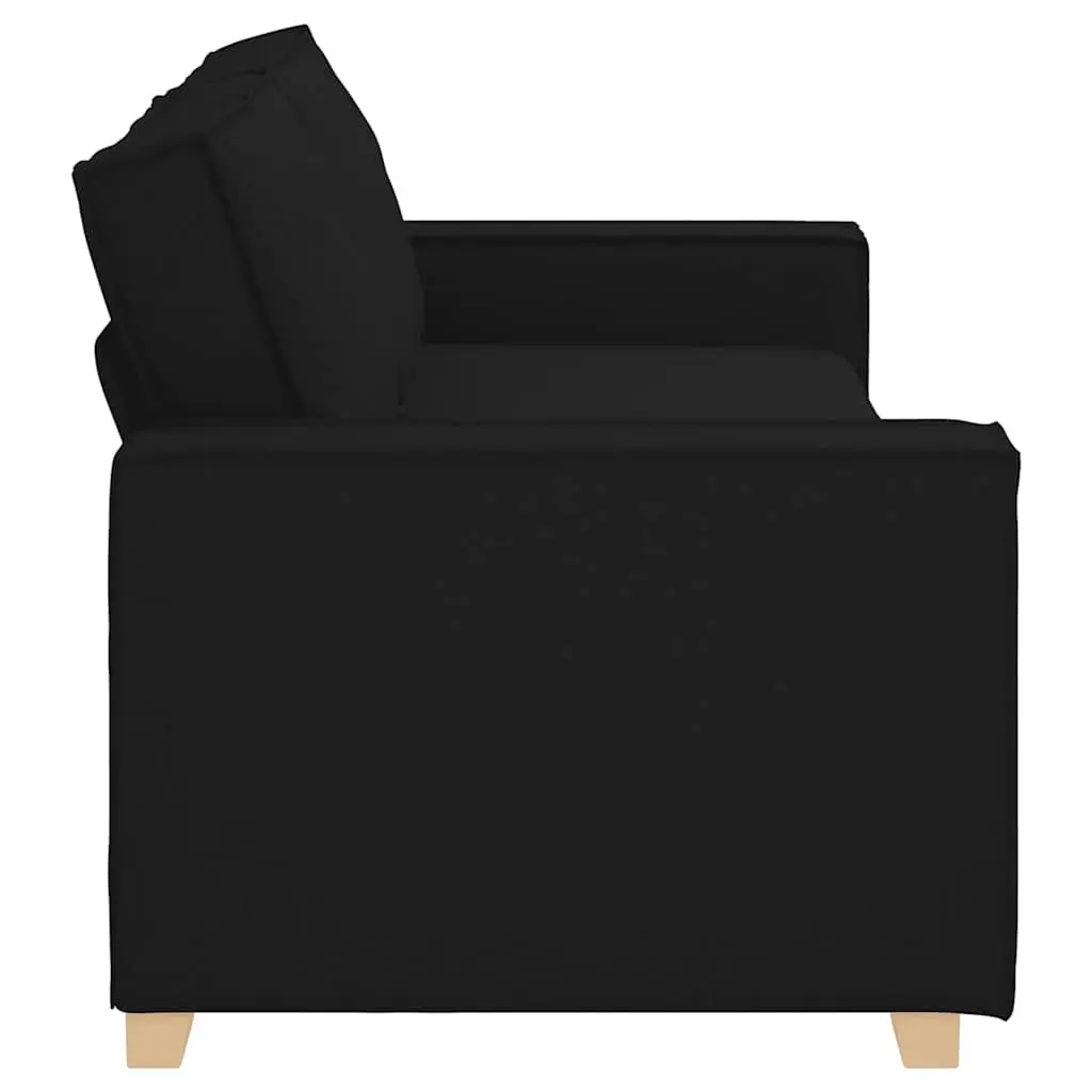 3-Seater Sofa Black Fabric Upholstered 220x78x84cm Wood and Metal Frame