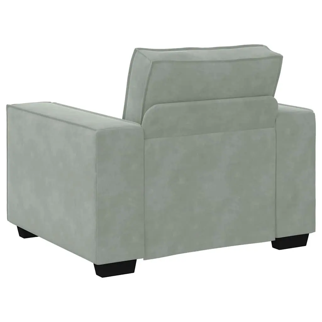 Sofa Chair Light Grey Velvet Upholstered Armchair Lounge Seating Furniture