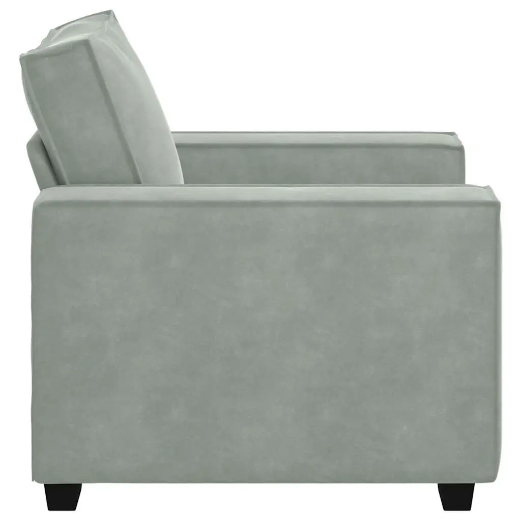 Sofa Chair Light Grey Velvet Upholstered Armchair Lounge Seating Furniture
