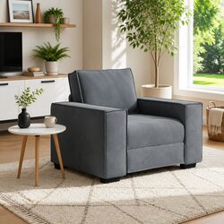 Grey Velvet Sofa Chair for Cozy Living Room Comfort
