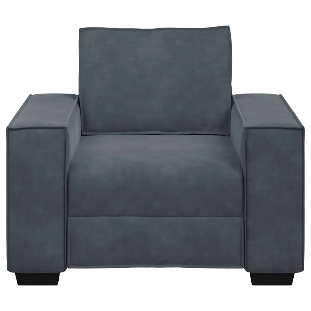 Sofa Chair Grey Velvet Lounge Seat Armrest Relaxing Living Room Furniture