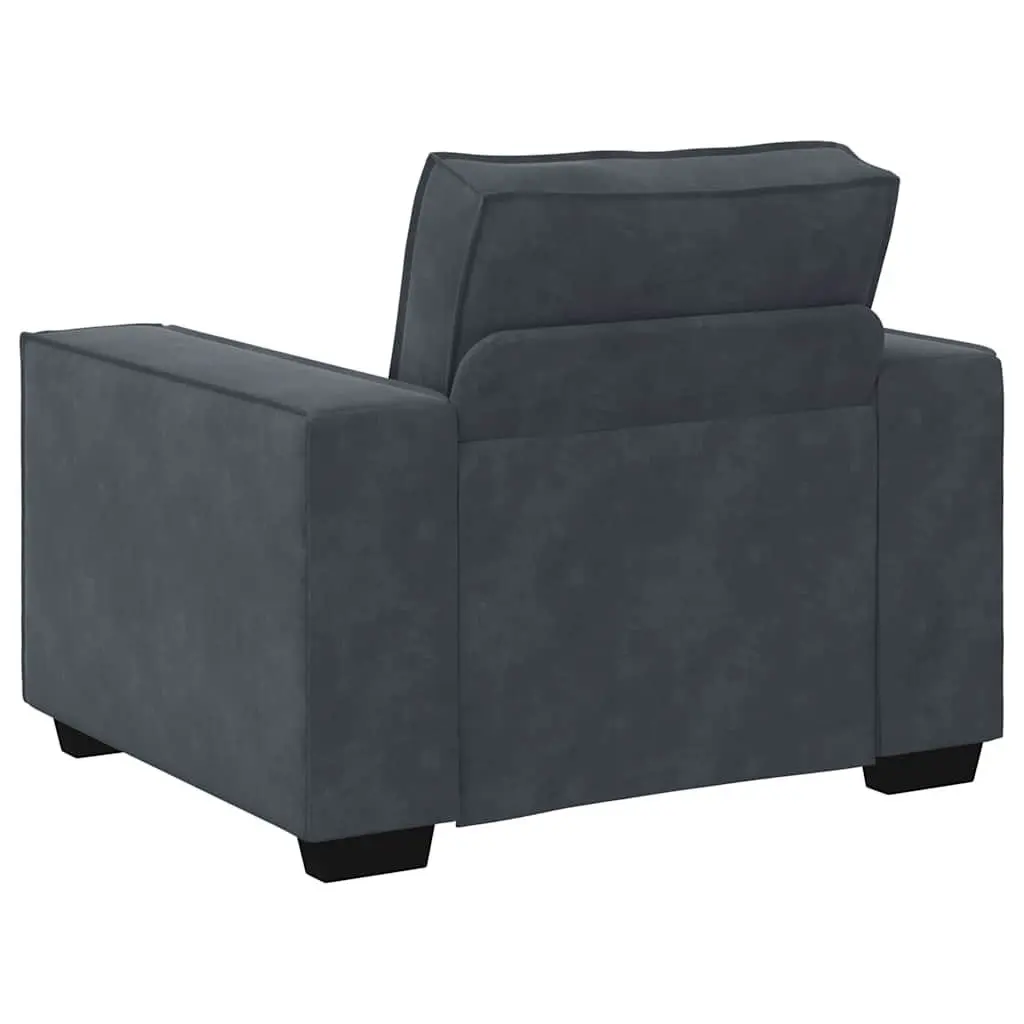 Sofa Chair Grey Velvet Lounge Seat Armrest Relaxing Living Room Furniture