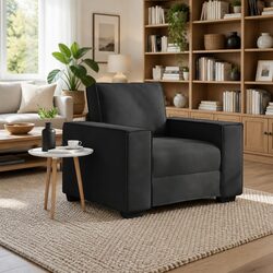 Elegant Black Velvet Lounge Chair for Relaxation