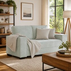 Light Grey Velvet Upholstered 2-Seater Sofa