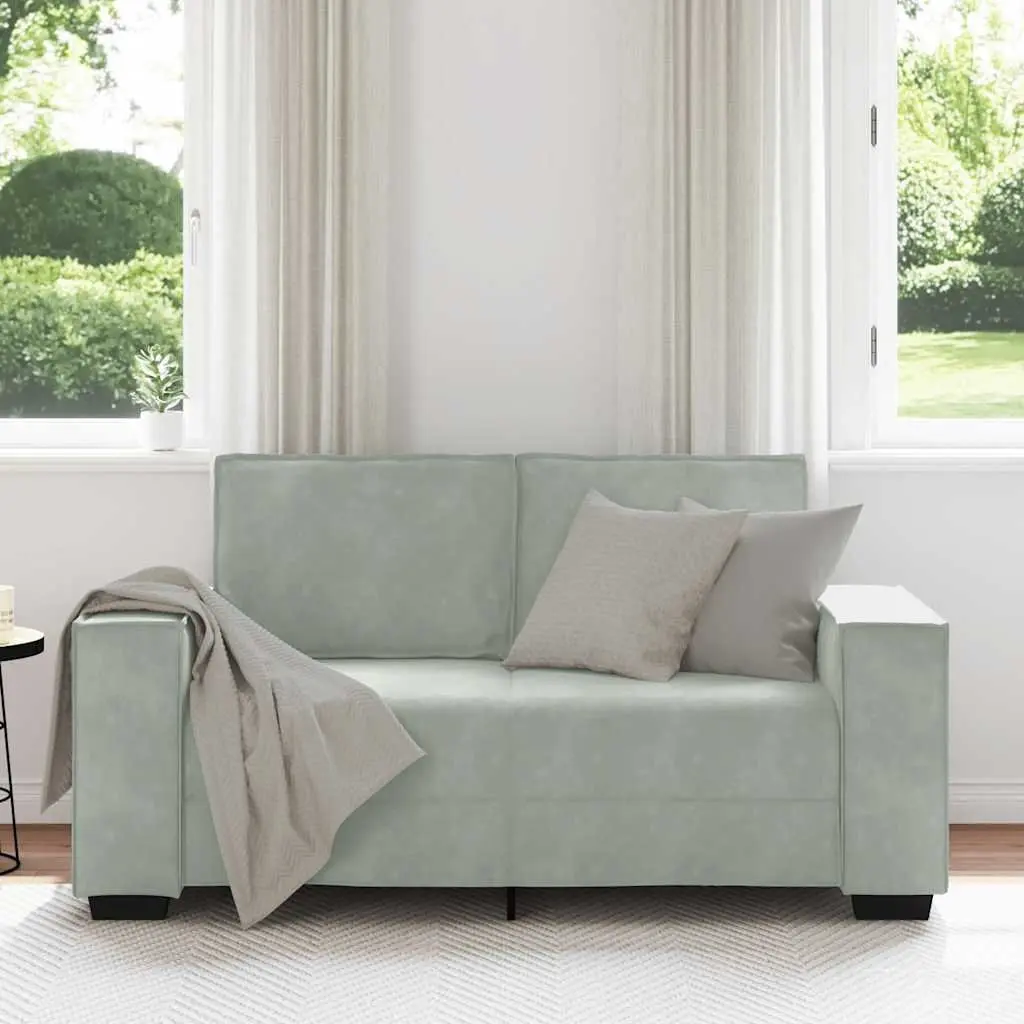 2-Seater Sofa Grey Velvet Upholstered Lounge Couch Living Room Furniture