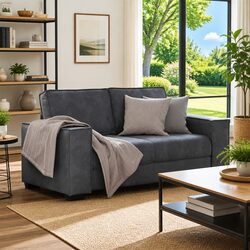 Stylish Grey Velvet 2-Seater Sofa for Living Spaces