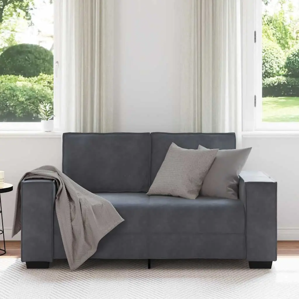 2-Seater Sofa Grey Velvet Upholstered Lounge Couch Living Room Furniture