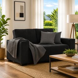 Elegant 2-Seater Sofa in Black Velvet for Living Rooms