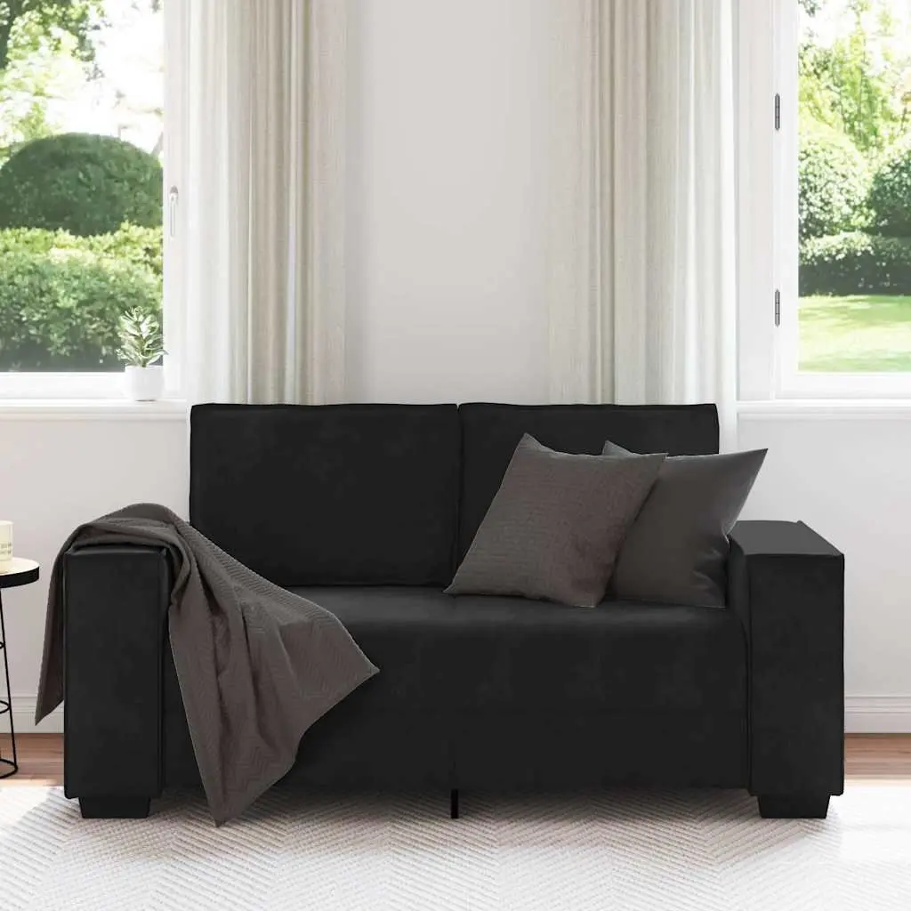 2-Seater Sofa in Black Velvet for Living Rooms