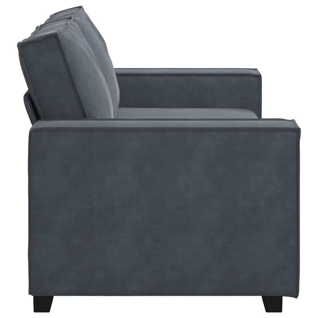 2-Seater Sofa Dark Grey Velvet Padded Seat Wooden and Metal Frame