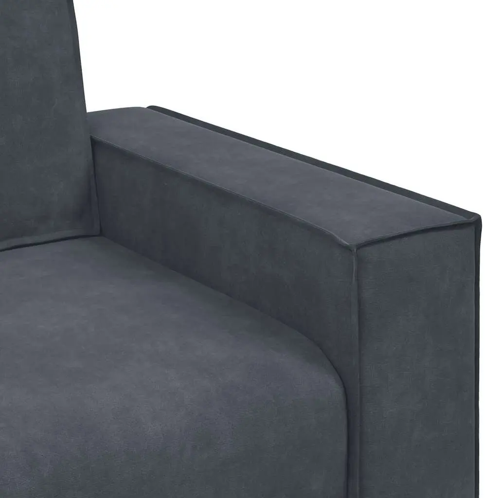 2-Seater Sofa Dark Grey Velvet Padded Seat Wooden and Metal Frame