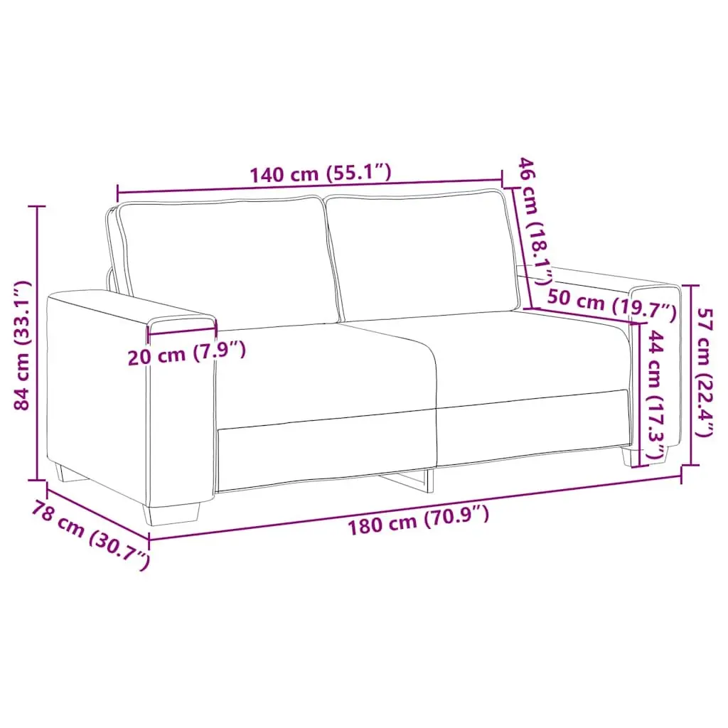 2-Seater Sofa Dark Grey Velvet Padded Seat Wooden and Metal Frame