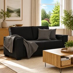 Black Velvet 2-Seater Sofa for Cozy Living Spaces