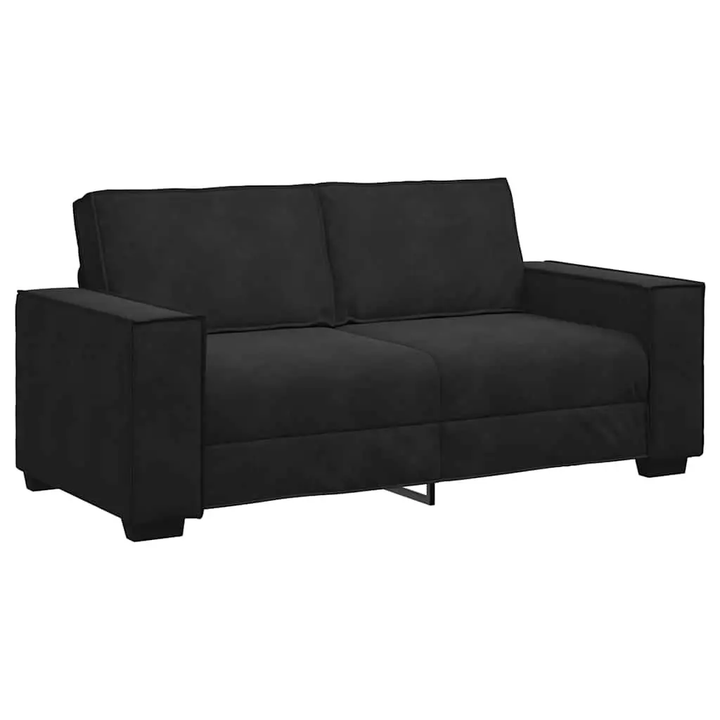 2-Seater Sofa Black Velvet 180L x 78W x 84H cm Wood and Metal Frame