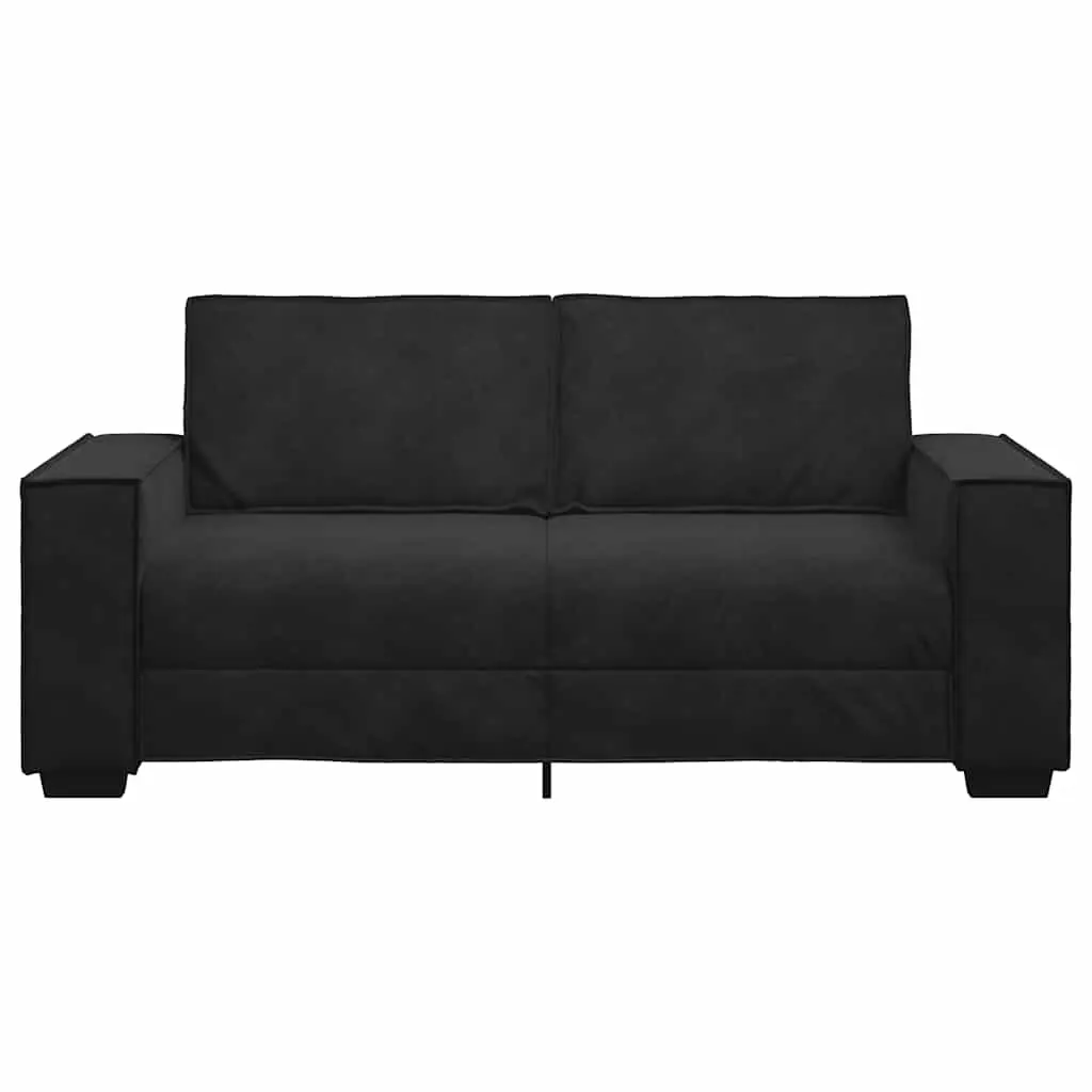 2-Seater Sofa Black Velvet 180L x 78W x 84H cm Wood and Metal Frame