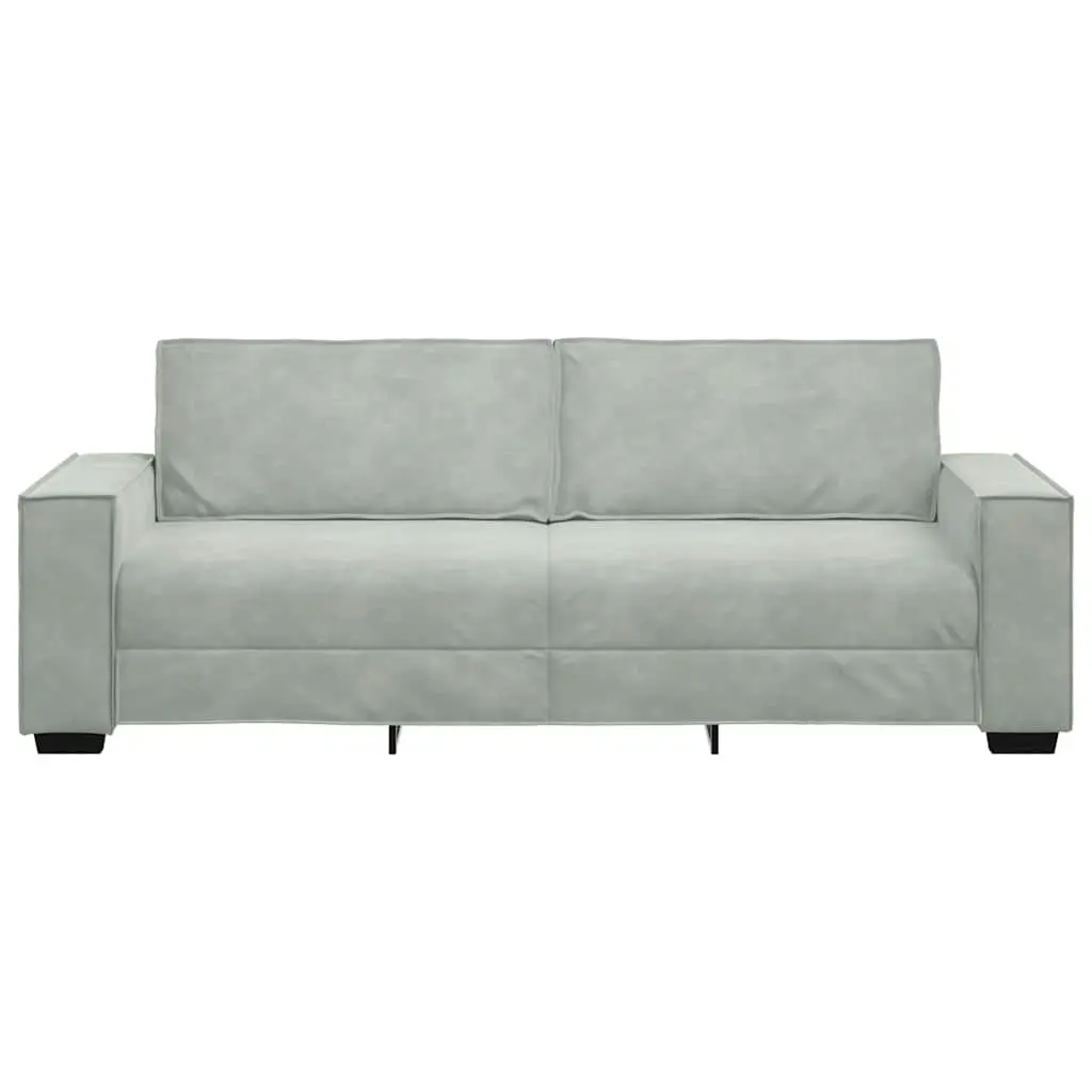 3-Seater Sofa Grey Velvet Lounge Couch Living Room Furniture Comfortable Padded