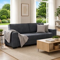 Comfortable Grey Velvet 3-Seater Sofa for Living Rooms