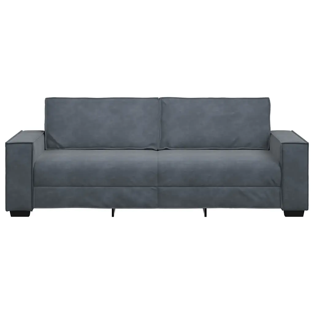 3-Seater Sofa Grey Velvet Living Room Lounge Furniture Comfortable Couch