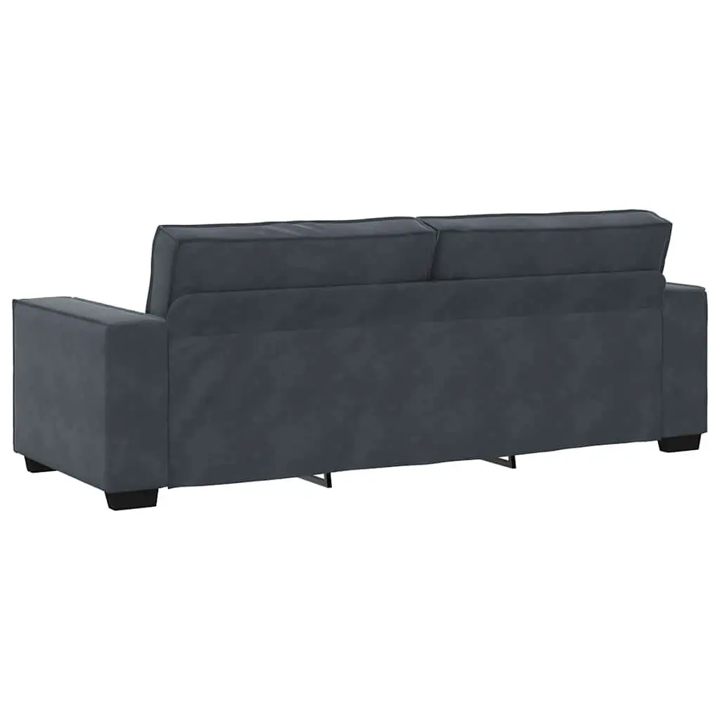3-Seater Sofa Grey Velvet Living Room Lounge Furniture Comfortable Couch
