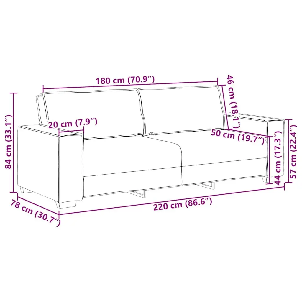 3-Seater Sofa Grey Velvet Living Room Lounge Furniture Comfortable Couch