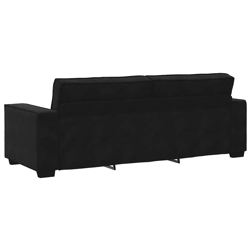 3-Seater Sofa Black Velvet Upholstered Lounge Couch Living Room Furniture