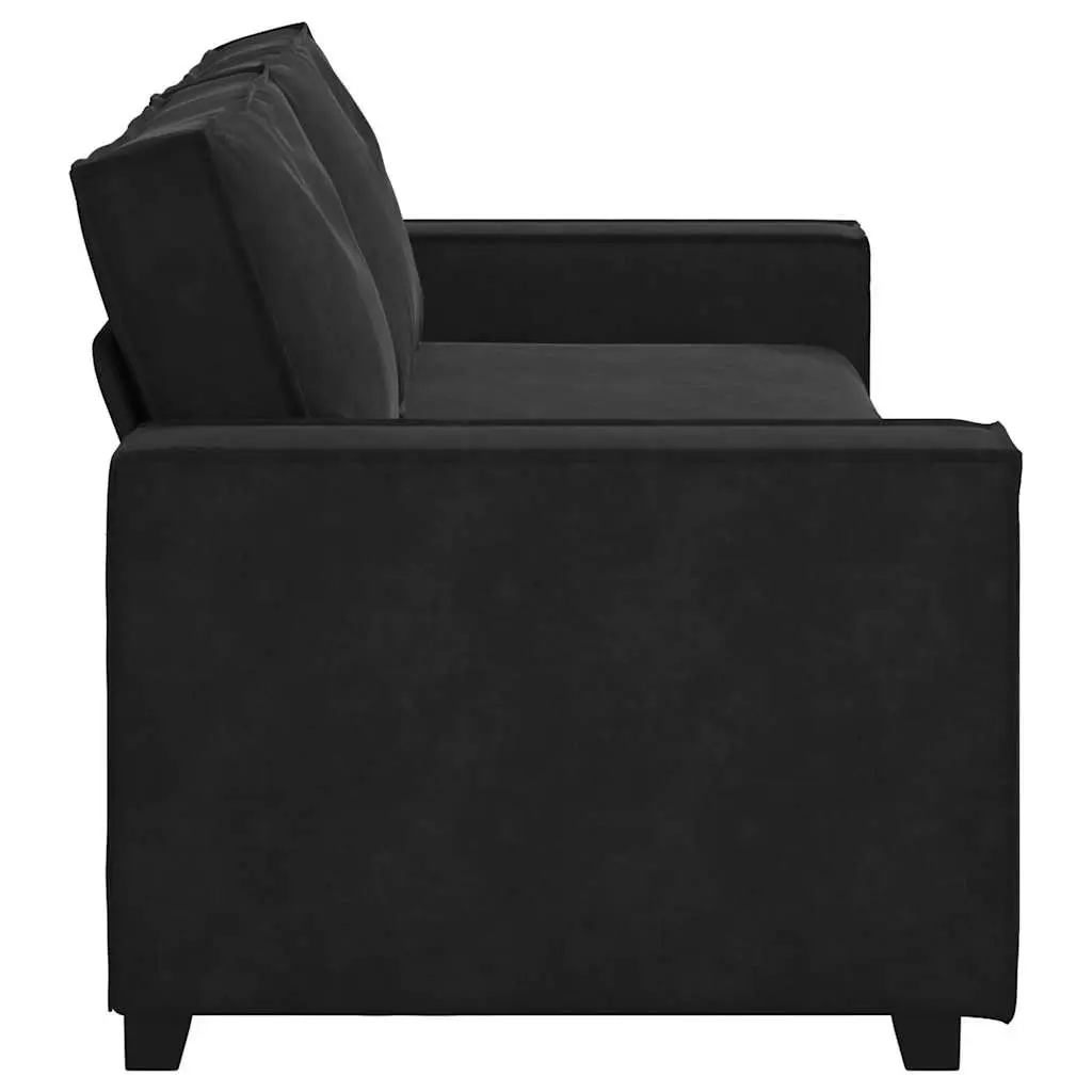 3-Seater Sofa Black Velvet Upholstered Lounge Couch Living Room Furniture