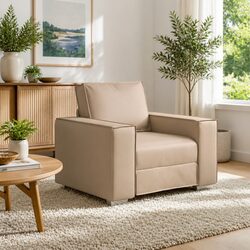 Brown Faux Leather Sofa Chair for Modern Living Spaces
