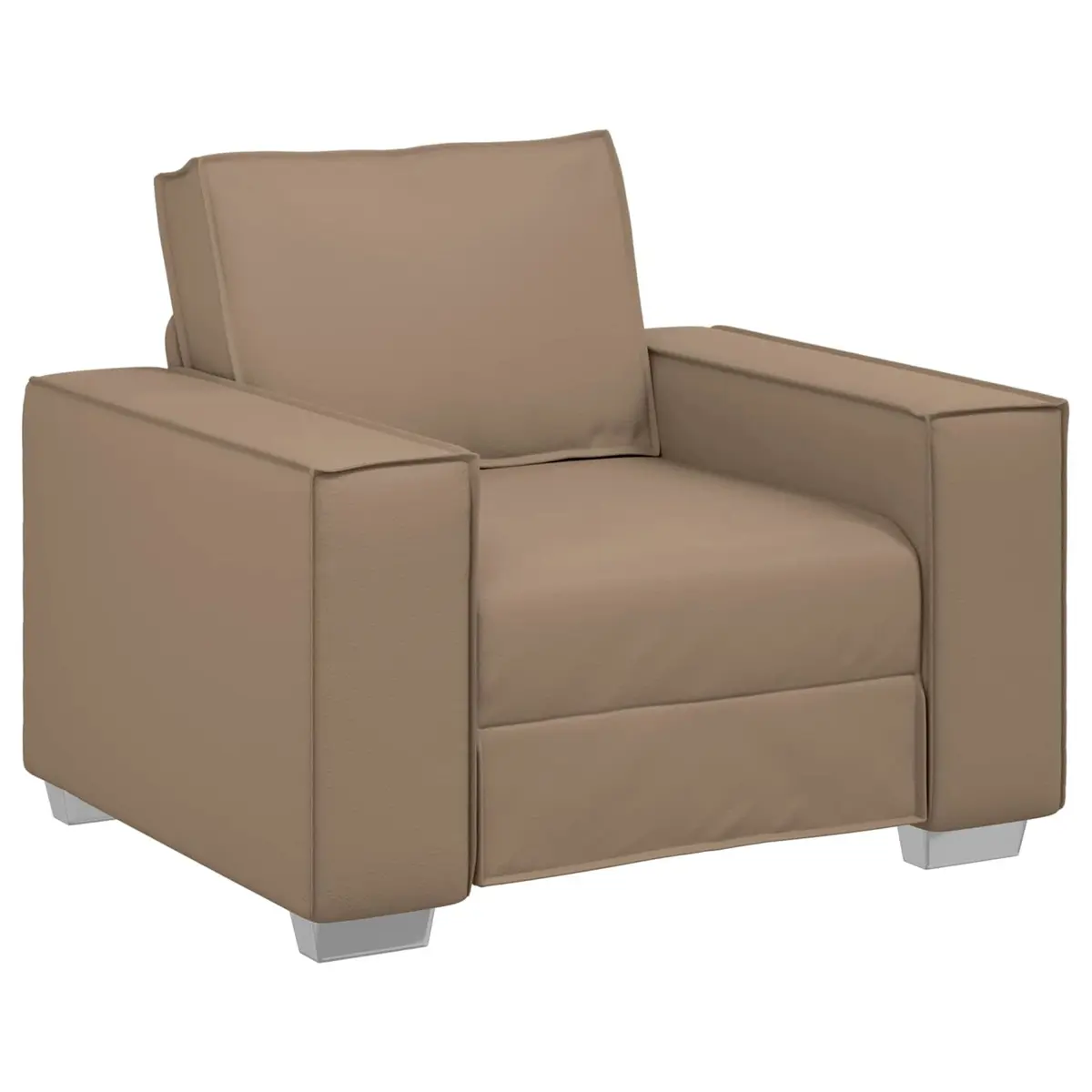 Sofa Chair Brown Faux Leather 100cm Modern Indoor Living Room Furniture