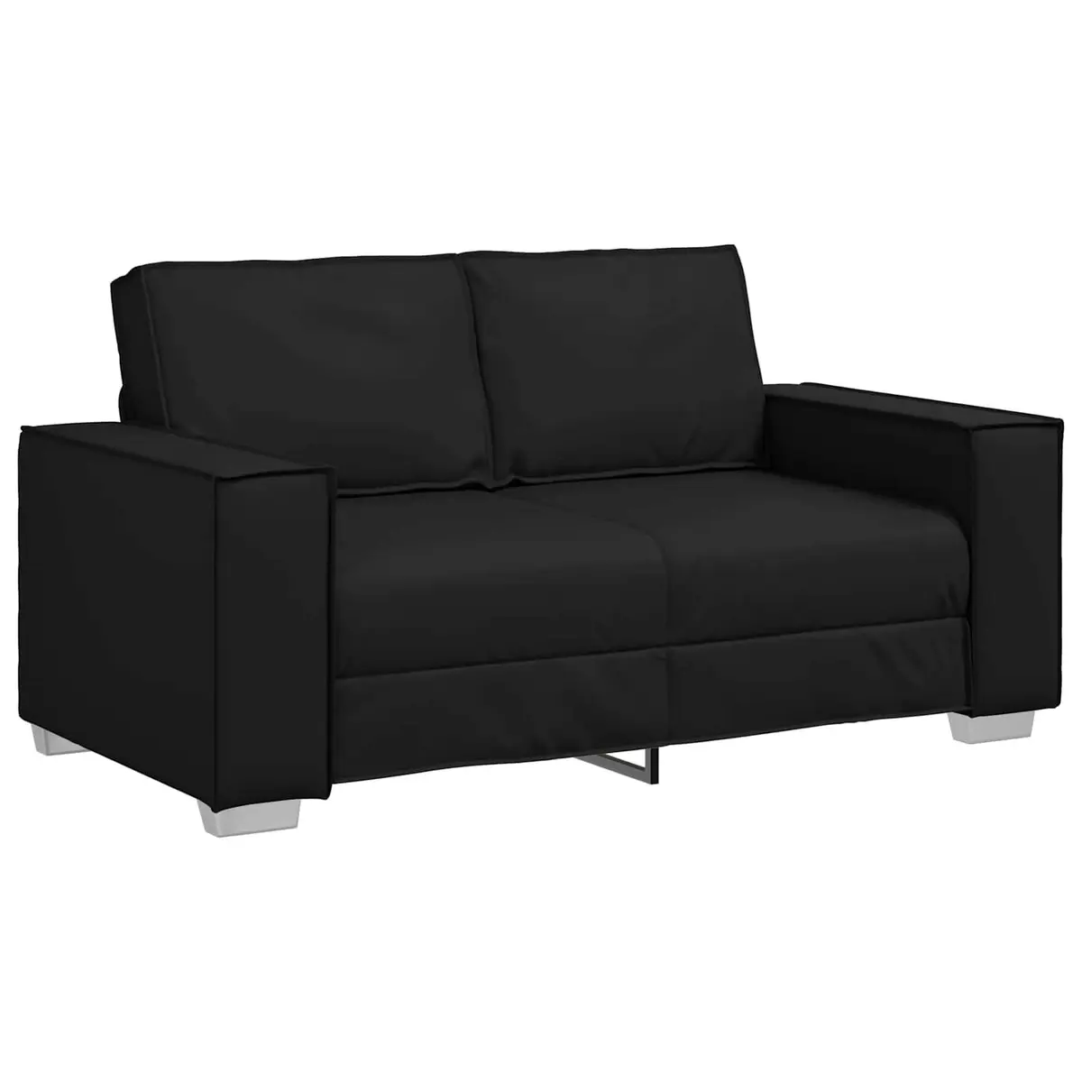 Loveseat Sofa Black 160cm Modern Faux Leather Compact Furniture